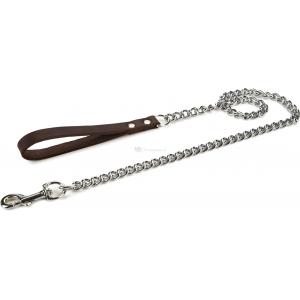 Afbeelding Hondenriem met ketting 120cm x 18mm bruin door Huisdierexpress.nl