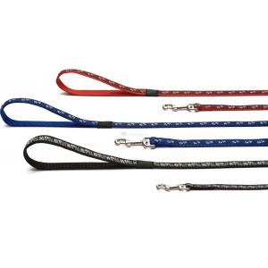 Afbeelding Hondenriem poot mootief 120cm x 25mm rood door Huisdierexpress.nl