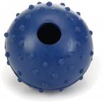 Rubber bal massief met bel hondenspeeltje blauw 5 cm