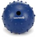 Rubber bal massief met bel hondenspeeltje blauw 7 cm