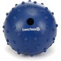 Rubber bal massief met bel hondenspeeltje blauw 7 cm