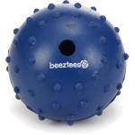 Rubber bal massief met bel hondenspeeltje blauw 7 cm