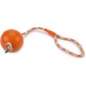 Rubberen bal aan koord hondenspeeltje oranje 30 cm
