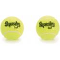 Tennisbal met pieper hondenspeeltje 2 stuks geel 8 cm