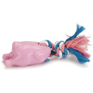 TPR hondenspeeltje Braadkip roze 16 cm