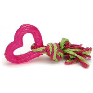 TPR hondenspeeltje Love Heart roze 8 cm