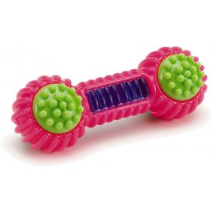 Afbeelding TPR hondenspeeltje ribbelhalter roze 15 cm door Huisdierexpress.nl