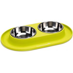 Dinner hondenvoerbak siliconen met rvs bakken groen