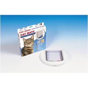 Afbeelding Cat Mate kattenluik met vierwegsluiting 30mm rond wit door Huisdierexpress.nl