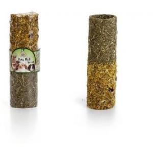 Afbeelding Hooirol met gedroogde bloemen knaagdierensnack door Huisdierexpress.nl