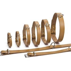Afbeelding Lederen honden halsband naturel - 27 cm x 10 mm door Huisdierexpress.nl